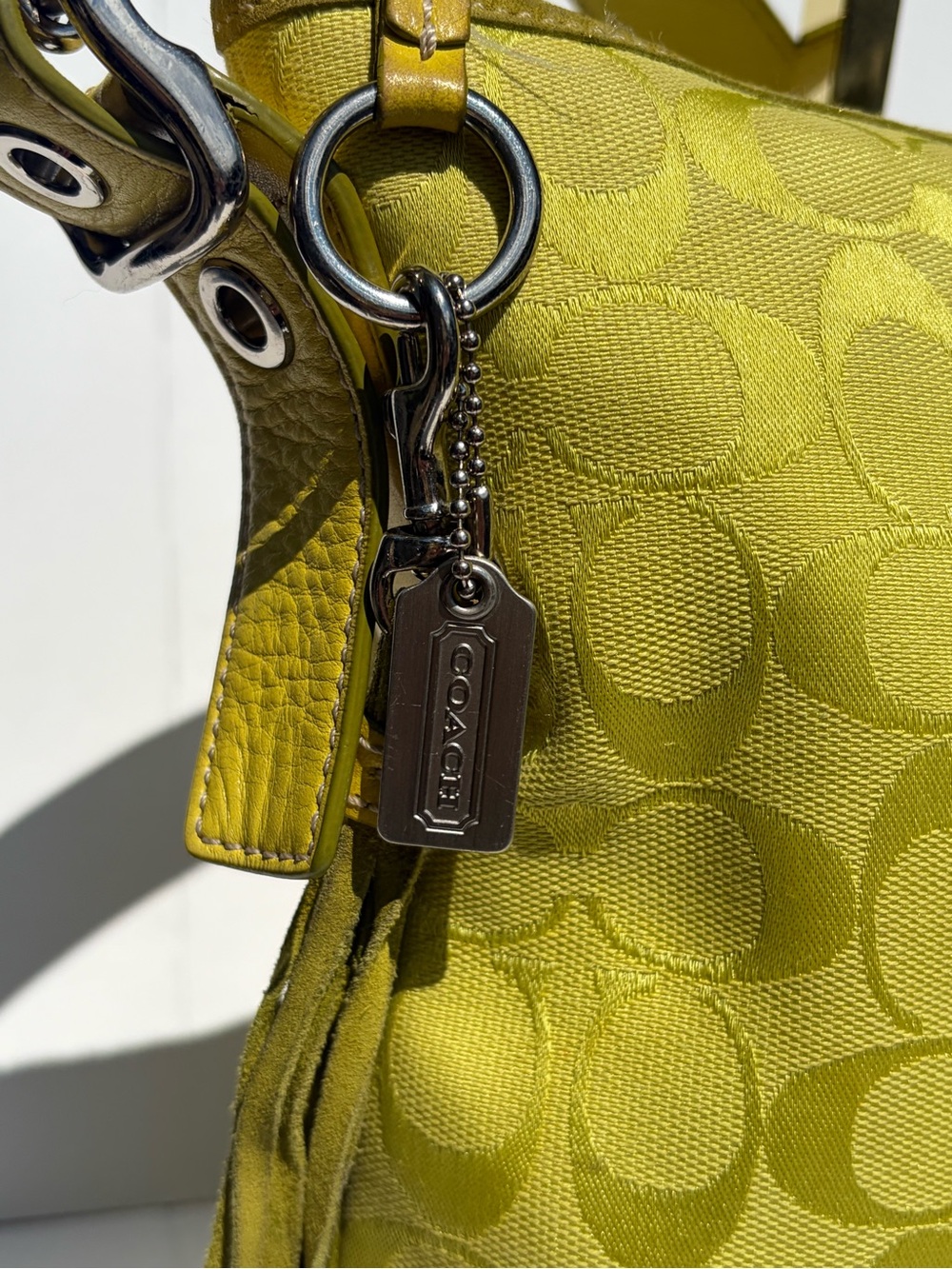 Y2K Lime Green Coach Signature East West Duffle / Soh… - Gem
